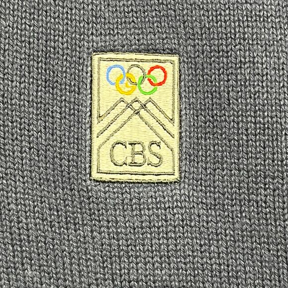 Vintage CBS News Olympics 3 Strikes Sleeveless V-Neck Knit Pullover Vest - Picture 4 of 6